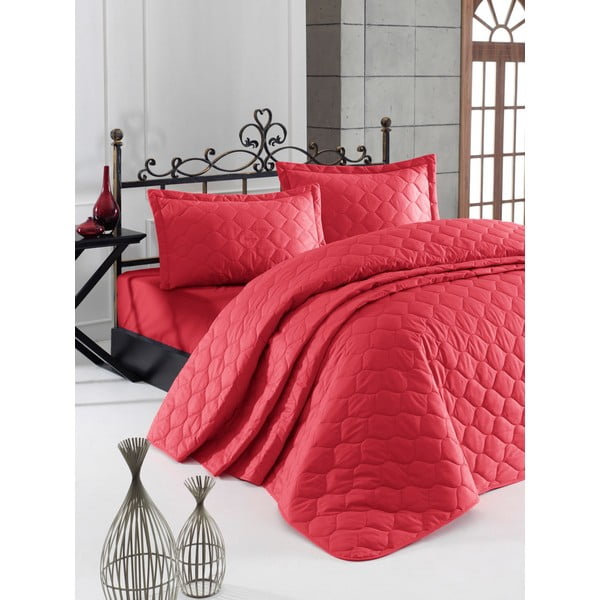 Червена покривка за легло с 2 калъфки за възглавници от памук Ranforce Fresh, 225 x 240 cm Fresh Color - Mijolnir
