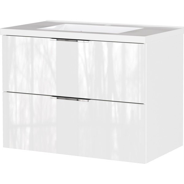 Бял гланцов стенен шкаф за мивка 81x61 cm Celano – Germania