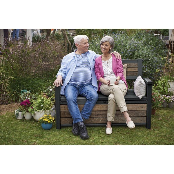 Тъмнокафява пластмасова градинска пейка Deco – Keter-image-3