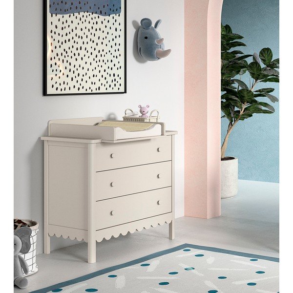 Бежов детски скрин с маса за преповиване 89x90x55 cm Swingo – Vipack-image-1