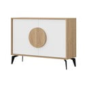 Нисък скрин с дъбов декор в бял и естествен цвят 110x82 cm Vae - Marckeric