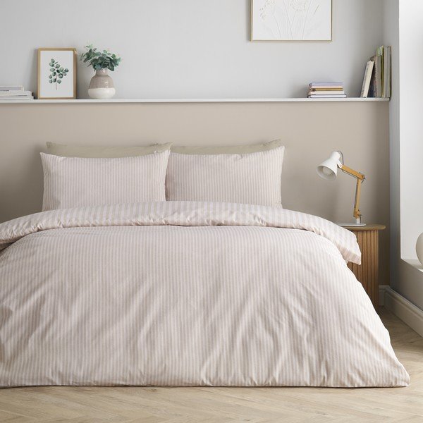 Бежово единично  спално бельо 135x200 cm Epping Textured Stripe – Catherine Lansfield-image-4