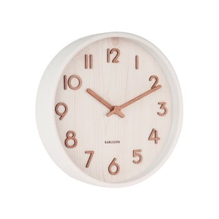 Бял стенен часовник от липово дърво Малък, ø 22 cm Pure - Karlsson