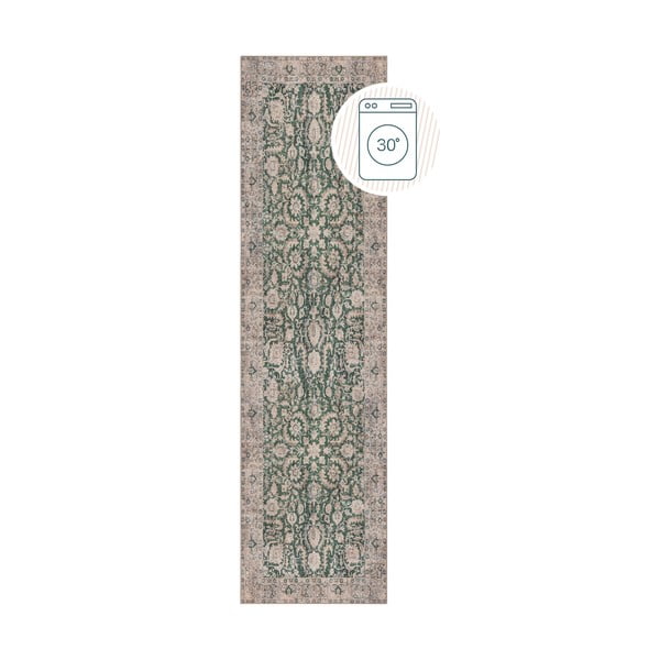 Зелена пътека подходяща за пране 60x230 cm Beau Floral – Flair Rugs