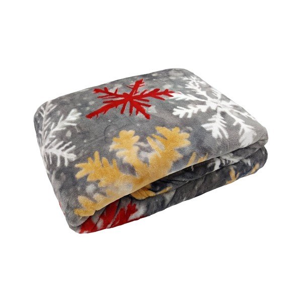 Сиво одеяло с коледен мотив от микроплюш 150x200 cm Polar Flakes – My House