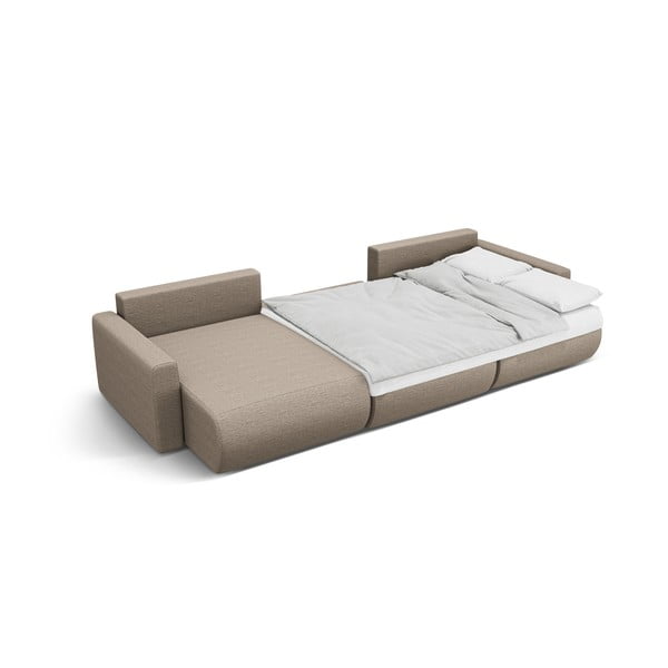 Светлокафяв разтегателен ъглов диван с място за съхранение (U форма) Belfast – Cosmopolitan Design-image-3