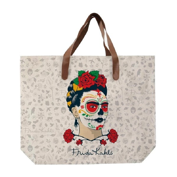 Платнена чанта с дръжка от изкуствена кожа Frida Skull, 55 x 40 cm Frida Scull - Madre Selva
