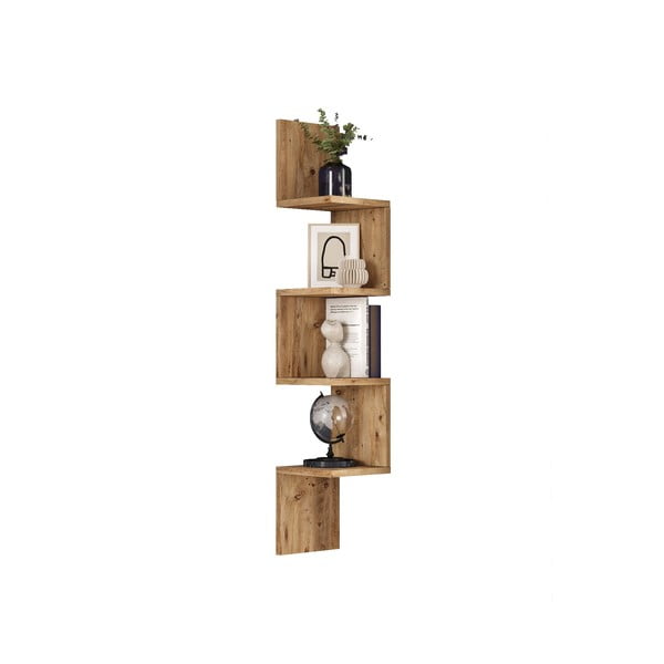 Стенен шкаф за книги в декор от бор в естествен цвят 22x117 cm Laura - Kalune Design-image-2