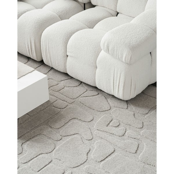 Светлосив вълнен килим 133x190 cm Morphic Dunes – Agnella-image-4