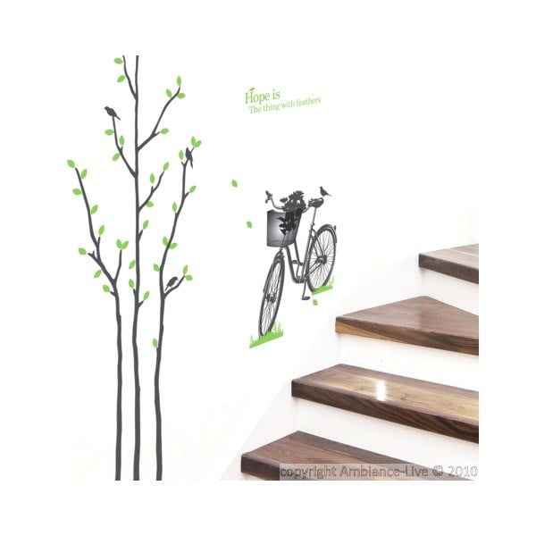 Samolepka Green Tree and Bike, 50x50 cm