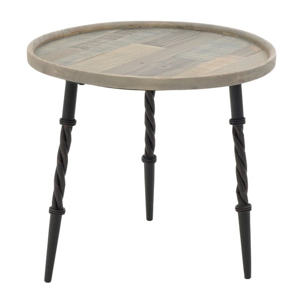 Dřevěný příruční stolek s kovovými nohami InArt, ⌀ 56 x 50 cm
