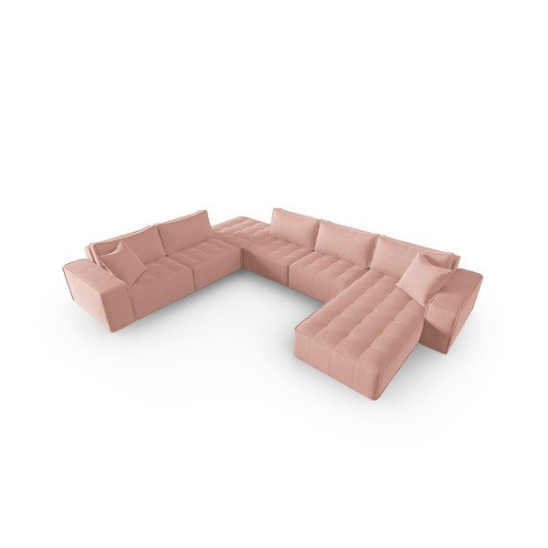 Розов ъглов диван (ляв ъгъл/"U") Mike - Micadoni Home-image-2