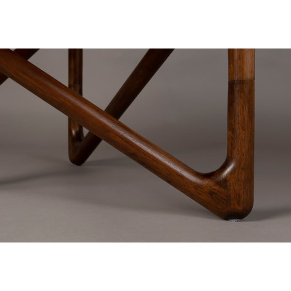 Кафява кръгла масичка за кафе със стъклен плот ø 80 cm Naia – Dutchbone-image-1