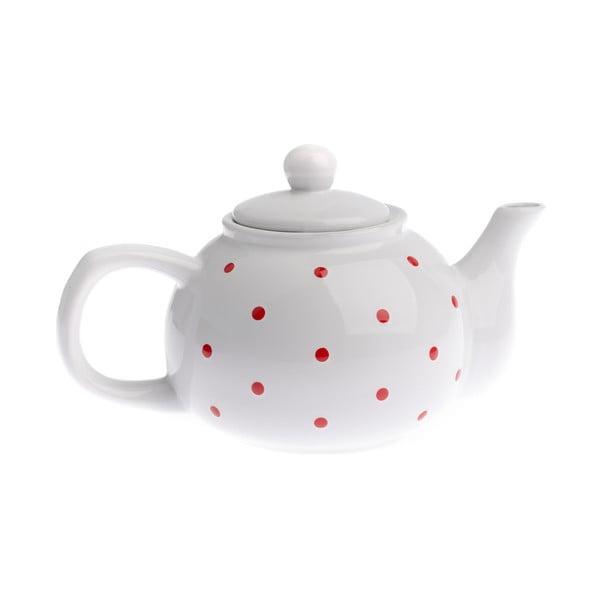 Бял керамичен чайник Dots, 1 л - Dakls