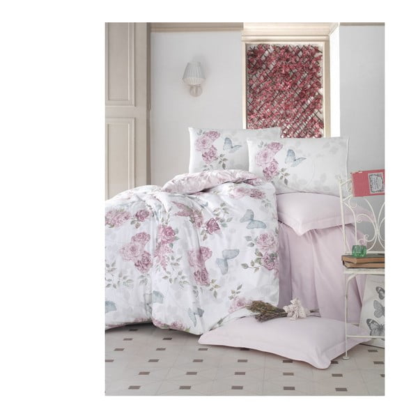 Памучно спално бельо Ranforce с чаршаф за двойно легло Rosell, 200 x 220 cm Rosella - Mijolnir