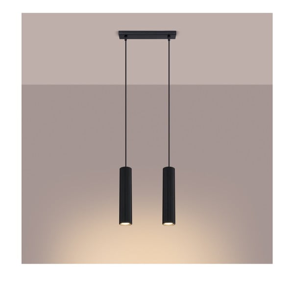 Черно метално висящо осветително тяло Gleam – Sollux-image-1