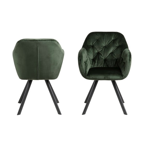 Зелен тапициран трапезен стол с подлакътници Lola – Actona-image-4