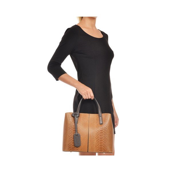 Кафява кожена чанта Muriella в цвят коняк - Roberta M-image-2