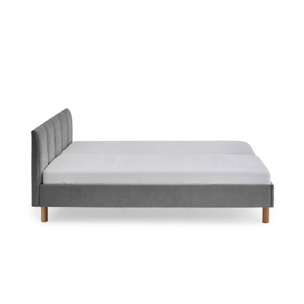 Сиво двойно легло 180x200 cm тапицирано без ламелно дъно Joker – Meise Möbel-image-2