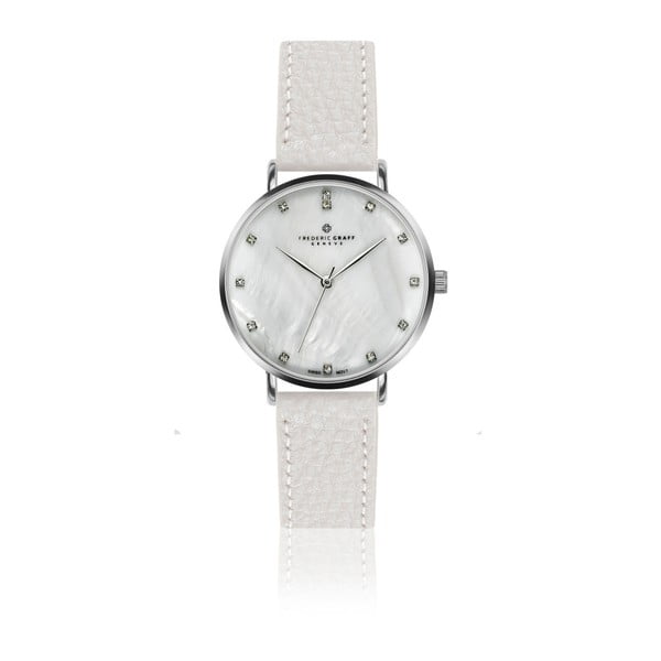 Дамски часовник с бяла каишка от естествена кожа Lustio - Frederic Graff