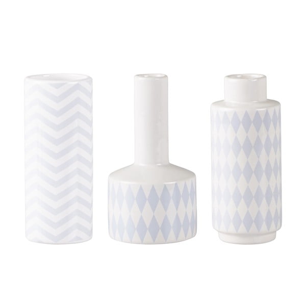 Комплект от 3 керамични вази в синьо и бяло Niels - KJ Collection