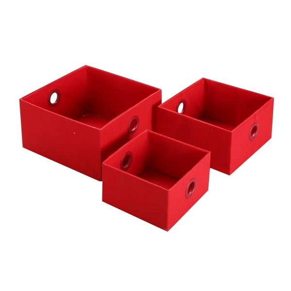 Комплект от 3 червени кошници за съхранение Cestas - Versa