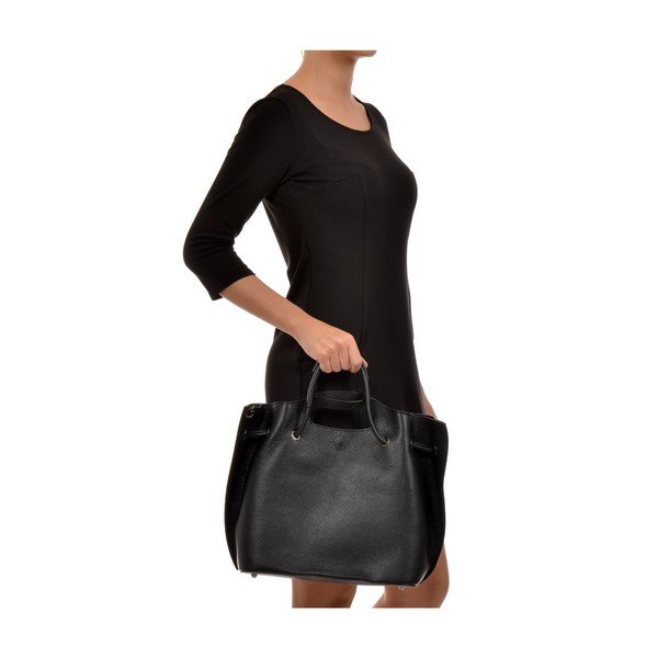 Черна кожена чанта Angela - Mangotti Bags-image-2