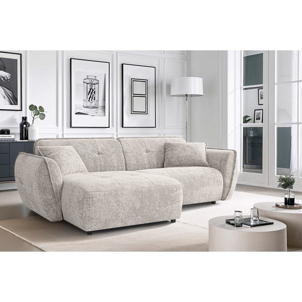 Бежов шенилов ъглов диван (ляв ъгъл) Nelia – Ropez-image-1