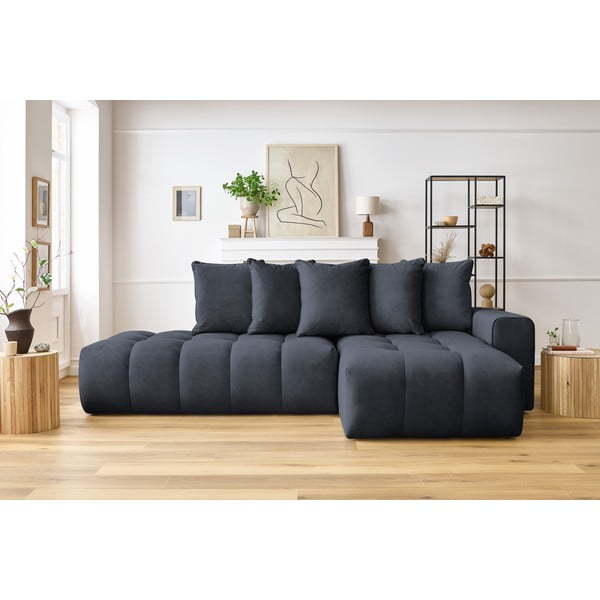 Тъмносин ъглов диван (десен ъгъл) Mont-Blanc - Bobochic Paris-image-1