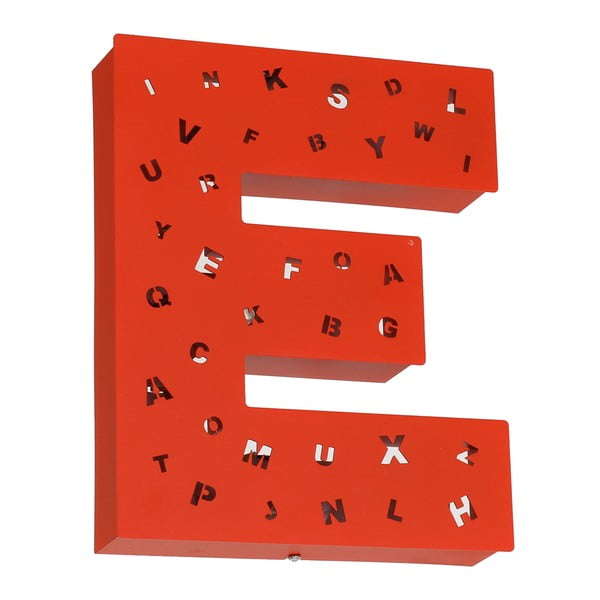 Червена светлинна декорация във формата на буквата Буква Е - Glimte