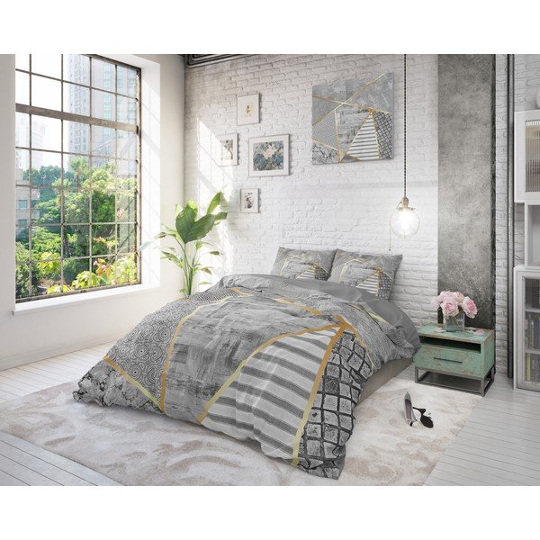 Šedé bavlněné povlečení na dvoulůžko Pure Cotton Graphic, 200 x 200/220 cm-image-3