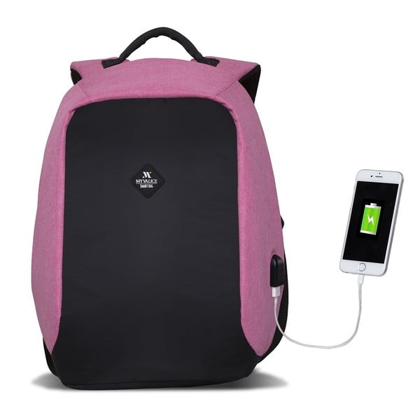 Черно-розова раница с USB порт My Valice SECRET Smart Bag - Myvalice-image-2