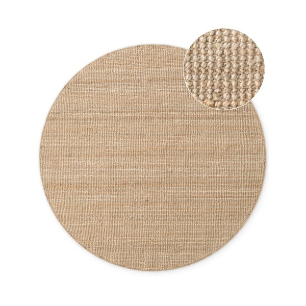 Кръгъл килим от юта в естествен цвят ø 200 cm Bouclé Jaipur – Hanse Home