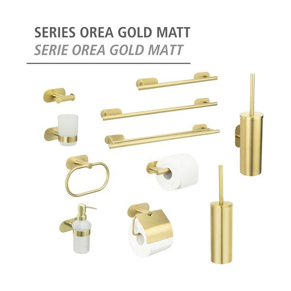 Самостоятелна четка за тоалетна от неръждаема стомана в златист цвят Orea Gold - Wenko-image-4