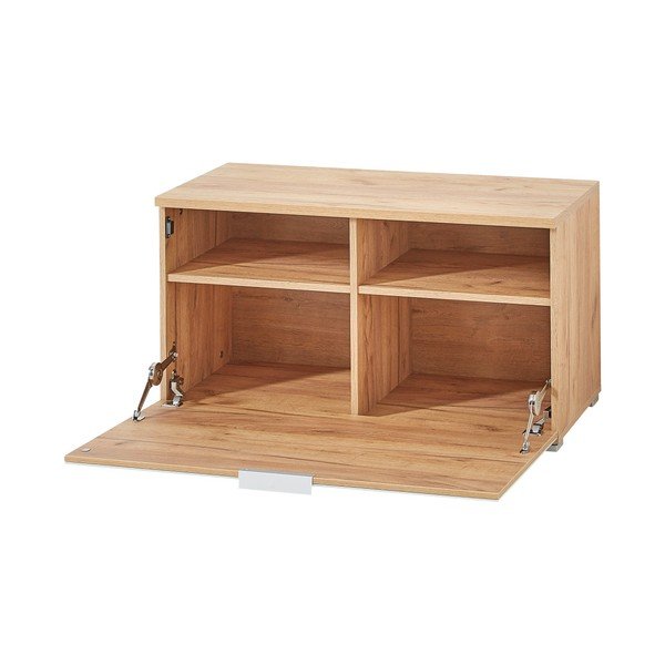 Бял шкаф за обувки в дъбов декор с пейка Telde - Germania-image-3