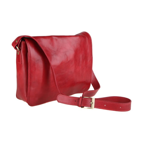 Червена кожена чанта за рамо Norma - Chicca Borse