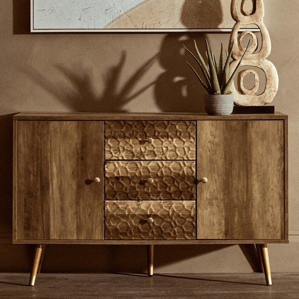 Скрин в тъмно естествен цвят 114x70x39 cm Frida – Premier Housewares-image-1
