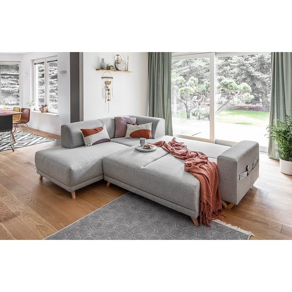 Светлосив разтегателен/с място за съхранение ъглов диван (ляв ъгъл/L форма) Classy Sophie – Miuform-image-4