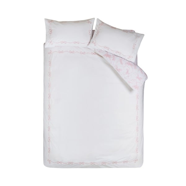 Бяло двойно  спално бельо 200x200 cm Bow Embroidery – Catherine Lansfield