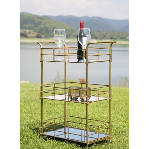 Количка за сервиране на 3 нива със златен дизайн Reo Carrello - Mauro Ferretti-image-1