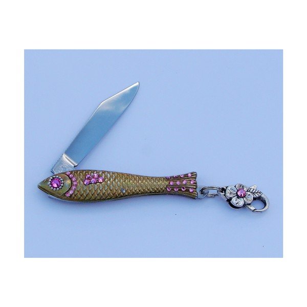 Dárkové balení 2 nožíků rybička Růžové a modré krystaly, v plechové krabičce-image-2