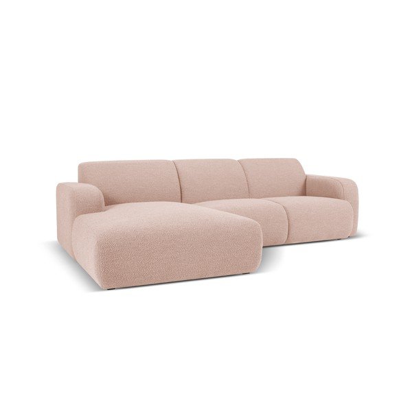 Розов ъглов диван от плат букле (ляв ъгъл) Molino - Micadoni Home-image-2
