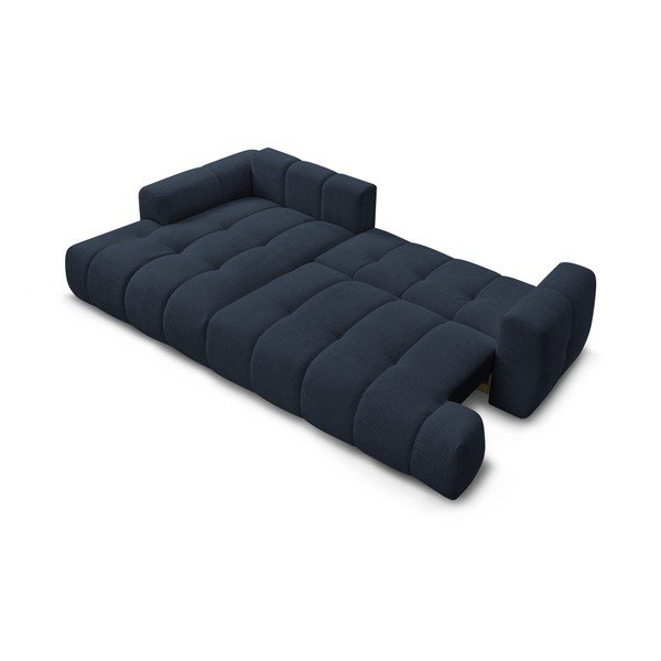 Тъмносин сгъваем/с място за съхранение ъглов диван (ляв ъгъл) Fuji – Bobochic Paris-image-4