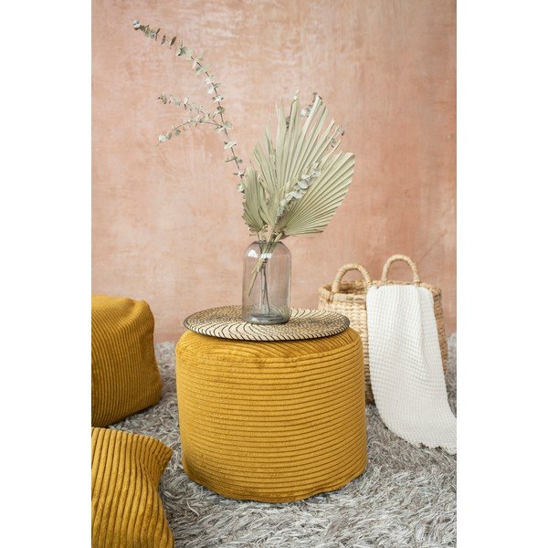 Пуф от рипсено кадифе в цвят горчица Mini – SLOWDOWN-image-1