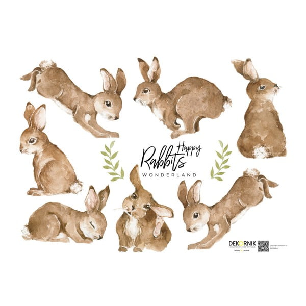 Комплект от 7 стикера за стена Happy Rabbits Wonderland - Dekornik