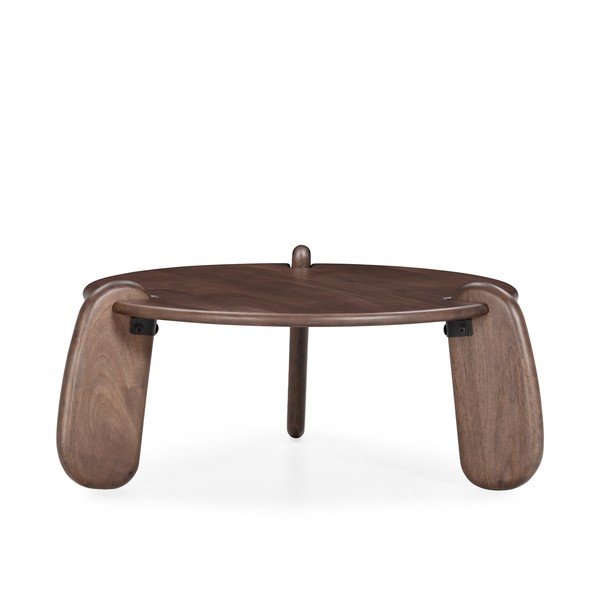 Тъмнокафява кръгла масичка за кафе от масивно манго ø 80 cm Tamira – MOME-image-2
