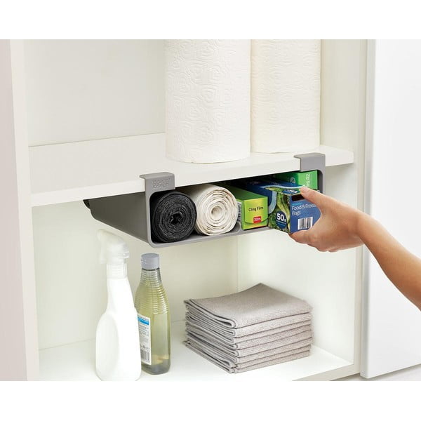 Сива висяща пластмасова поставка за кухненско фолио и хартиени кърпи CupboardStore – Joseph Joseph-image-1
