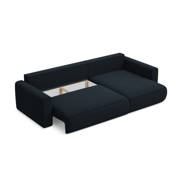Тъмносин кадифен разтегателен ъглов диван с място за съхранение (десен ъгъл) Kapua – Makamii-image-4