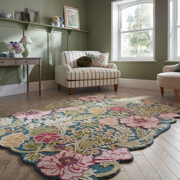 Ръчно изработен вълнен килим 120x170 cm Daphne Shaped Floral – Flair Rugs-image-1