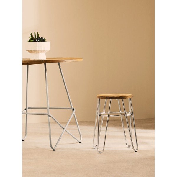 Стол от масивен бряст в сребрист цвят/в естествен цвят District – Premier Housewares-image-1